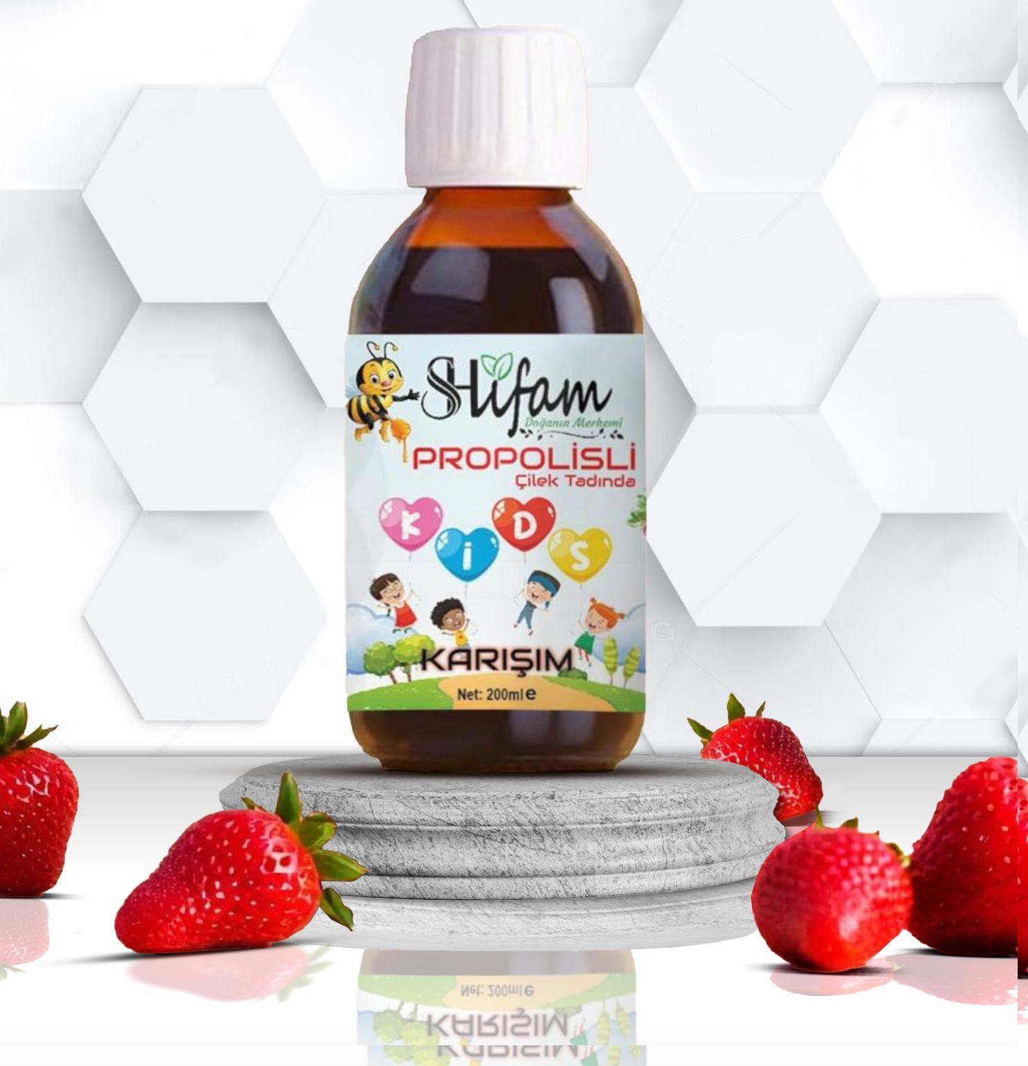 C Vitamini & Propolisli Kıds Karışım 200 ml (DOĞAL ÇİLEK AROMALI)